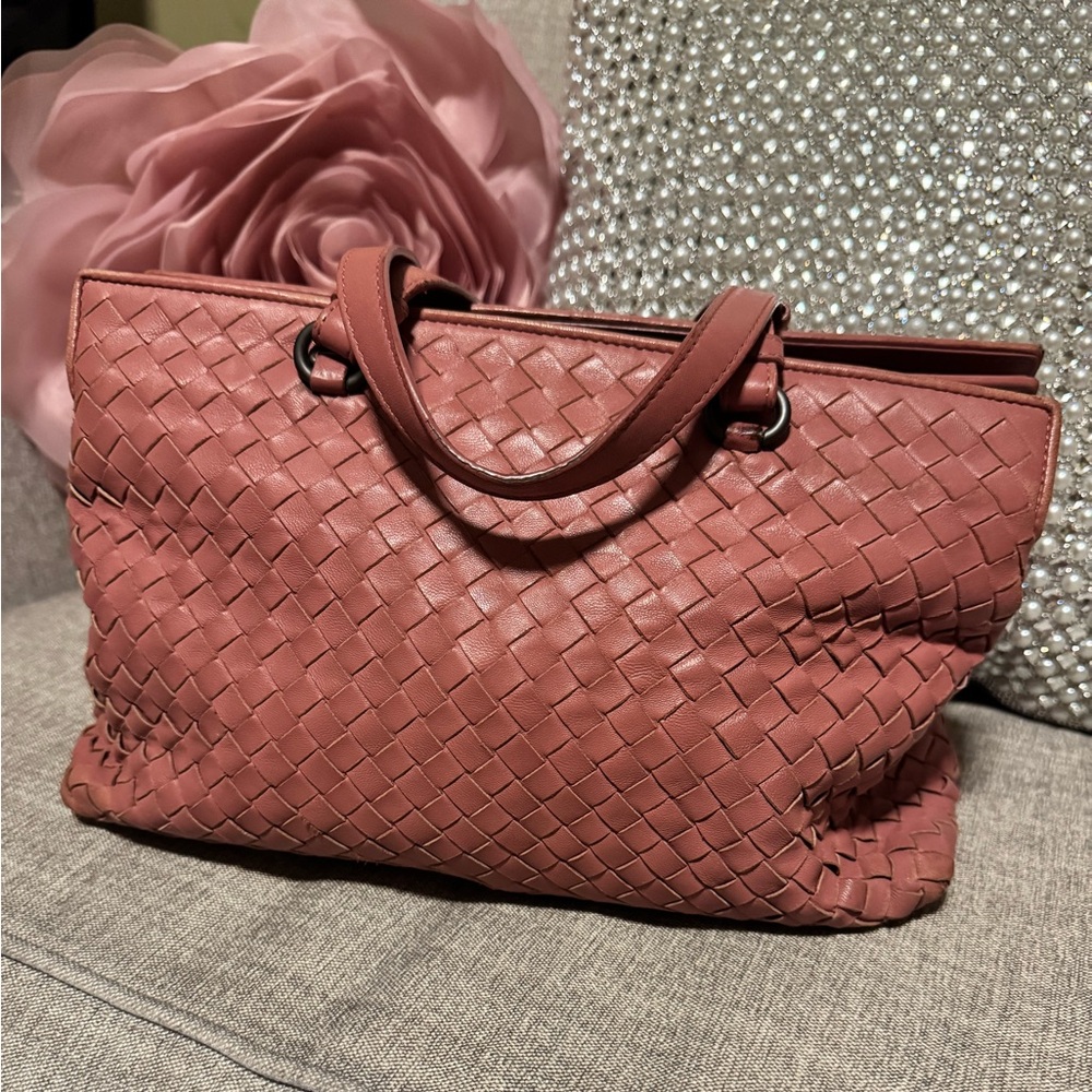 Bottega Veneta Woven Leather Tote - Rose